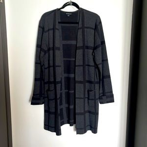 Duster cardigan- Black/grey pattern